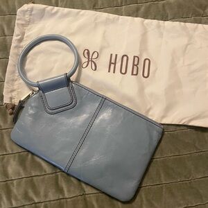 HOBO Light Blue Leather Wristlet Clutch with Circular Strap